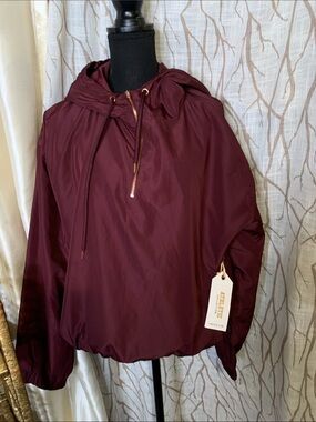 NWT Forever 21 Burgundy Hooded Bomber Jacket